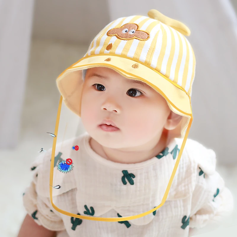 婴儿帽子外出防护面罩宝宝儿童防飞沫新生儿婴幼儿盆帽薄款透气