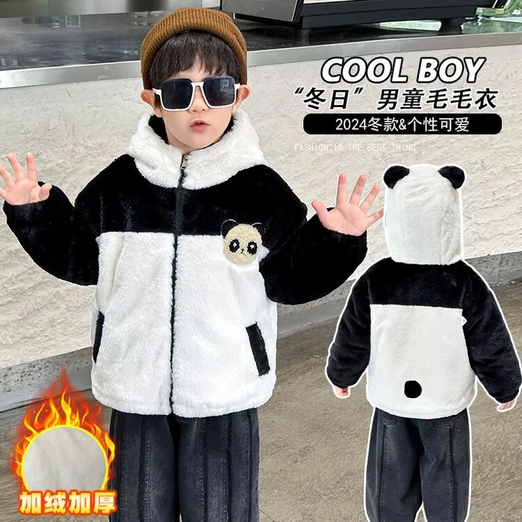 男女童秋冬装加绒加厚水貂绒外套儿童2024新款冬季宝宝棉服派克服