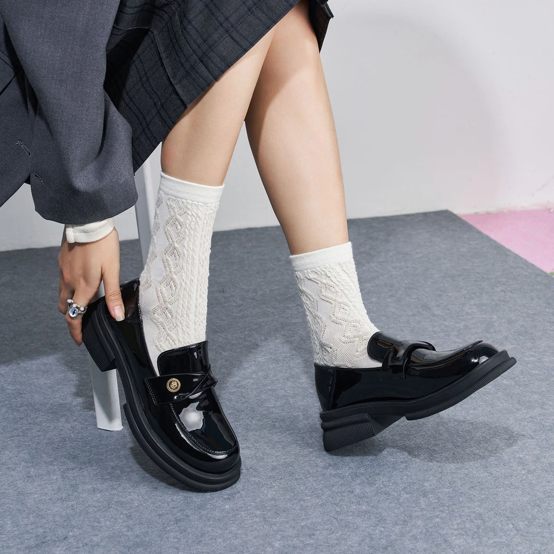 玛速主义2025年夏季新款英伦风黑色小皮鞋厚底百搭乐福鞋时尚单鞋