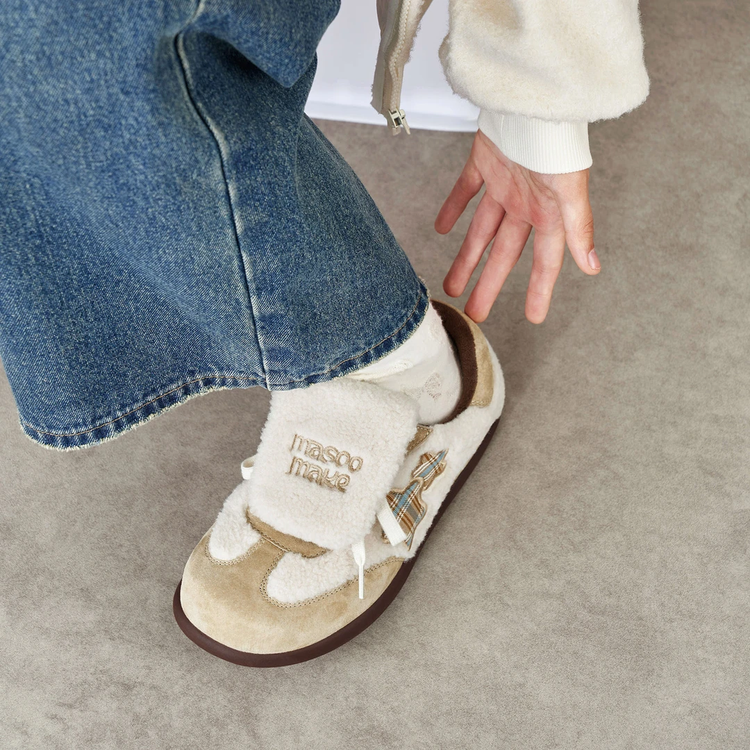 玛速主义2025新款加绒保暖棉鞋女百搭平底板鞋休闲鞋毛毛可爱鞋