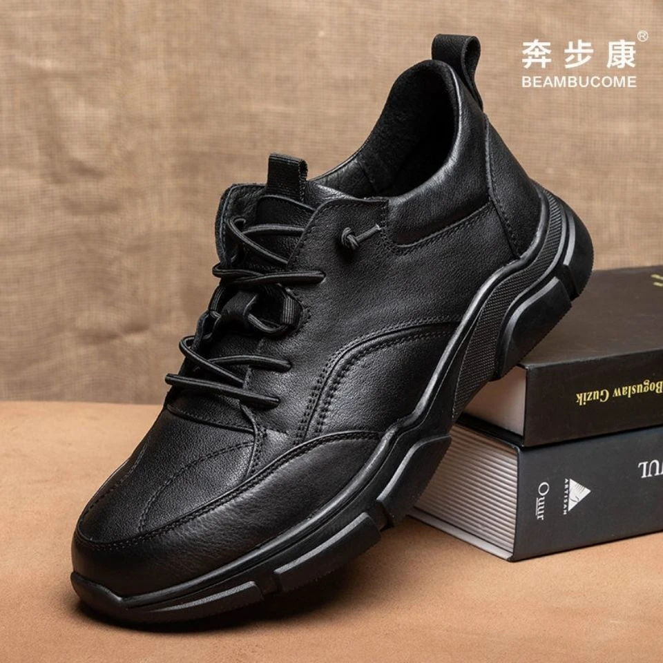 男士透气防水防滑耐磨真皮软底百搭时尚休闲男皮鞋