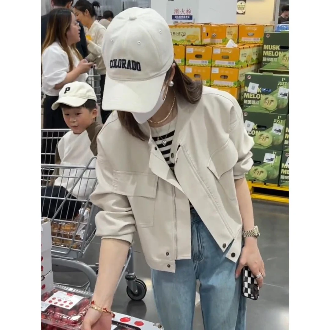 现货 新款 小皮衣 外套女宽松显瘦机车服短款洋气时尚百搭