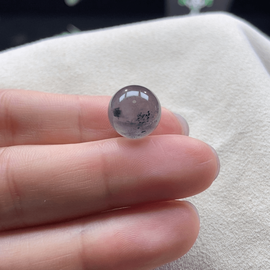 翡翠颈饰未镶嵌黑冰杠珠11.9mm