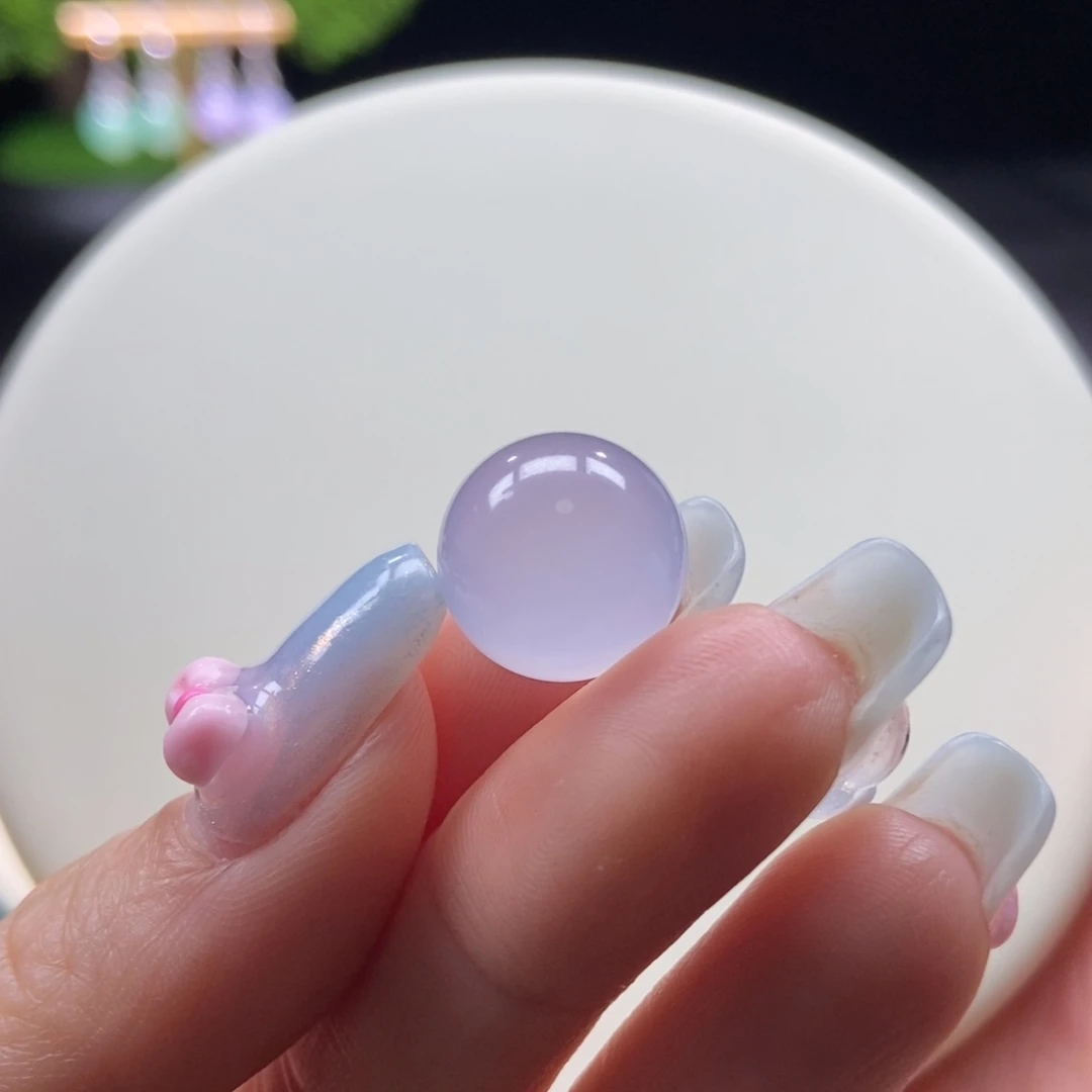 翡翠颈饰未镶嵌翡翠冰粉紫珠卡13.33mm