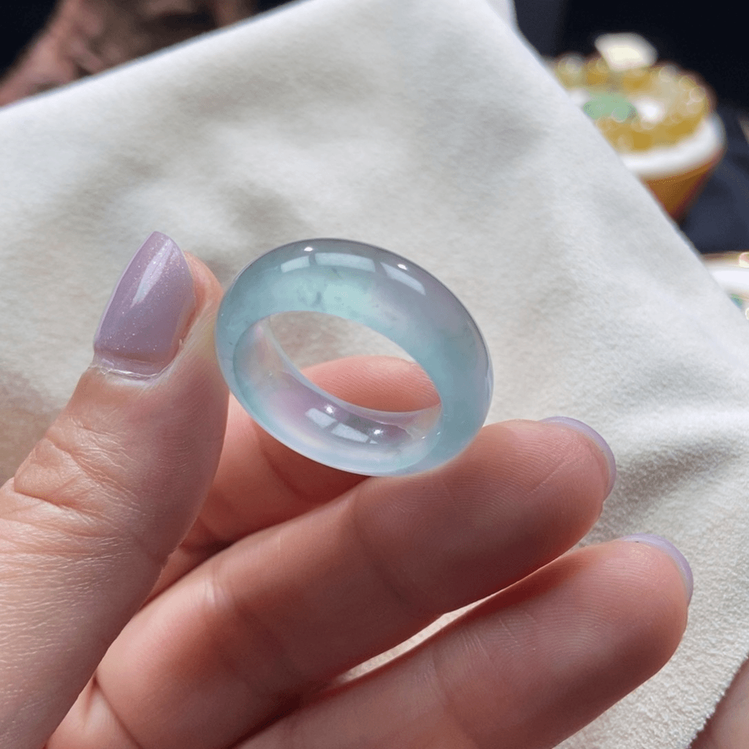 翡翠戒圈未镶嵌蓝杠戒圈