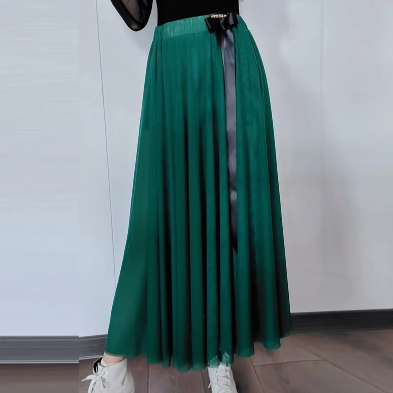 【浩婷雪娟】松紧腰双层纱面大摆裙（裙长88 裙摆360）
