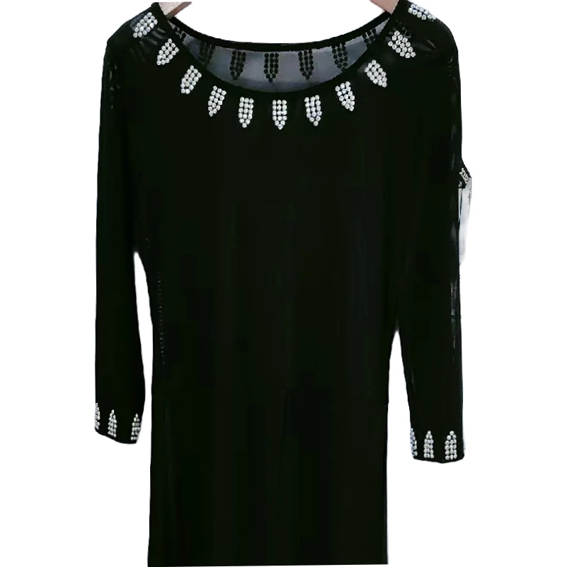 【浩婷雪娟】长款网纱压钻开叉衫