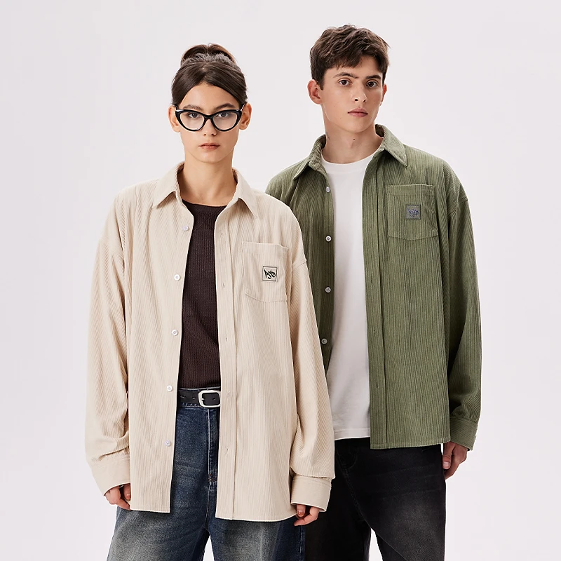 PSOBrand灯芯绒复古休闲上衣简约衬衫季长袖衬衣潮宽松外套PCS026
