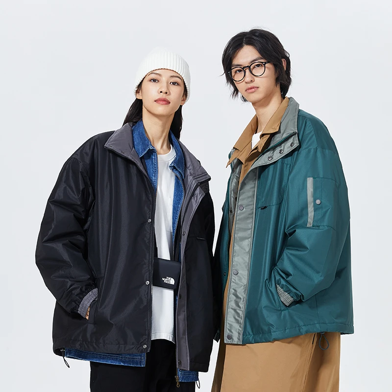 PSOBrand拼接撞色国潮棉服秋冬季加厚工装风衣外套立领棉衣PS3125