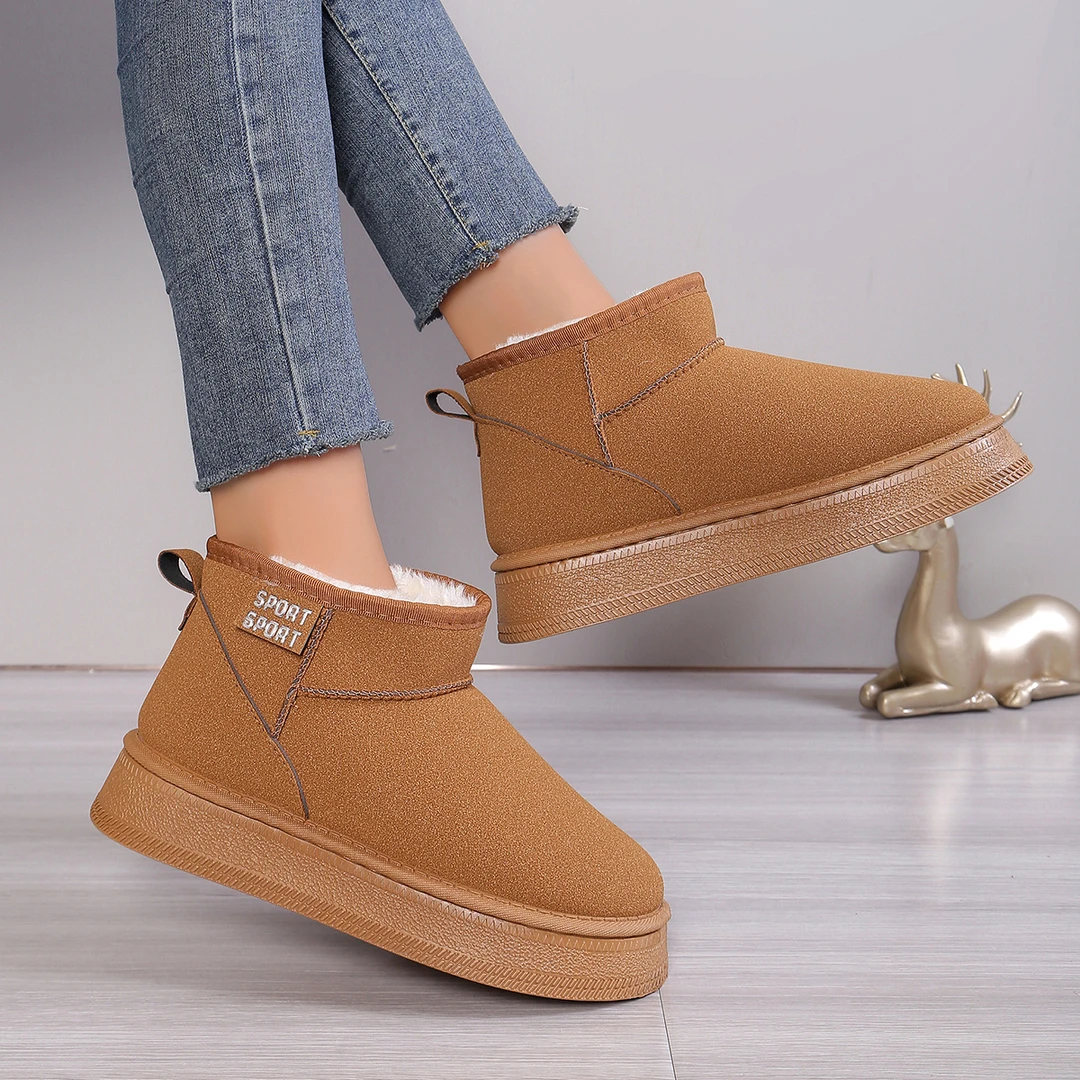 2024冬季厚底5CM百搭加绒加厚雪地靴时尚情侣大码雪地靴女保暖