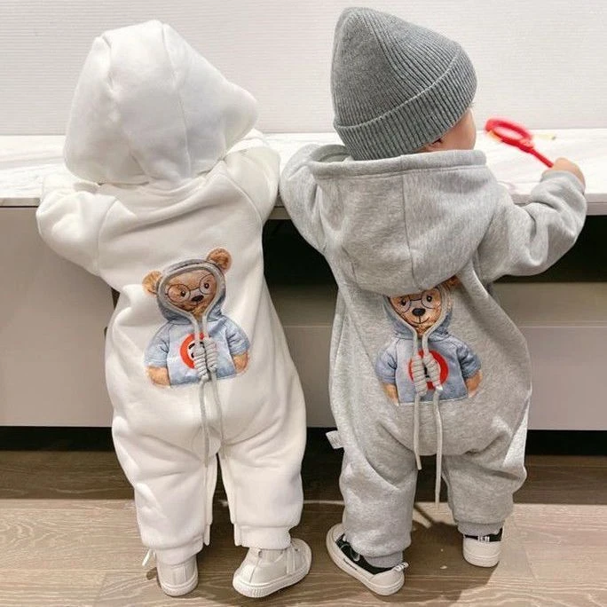 婴幼儿保暖连体新款衣服男女宝宝外出服春秋哈衣婴童加绒加厚爬服