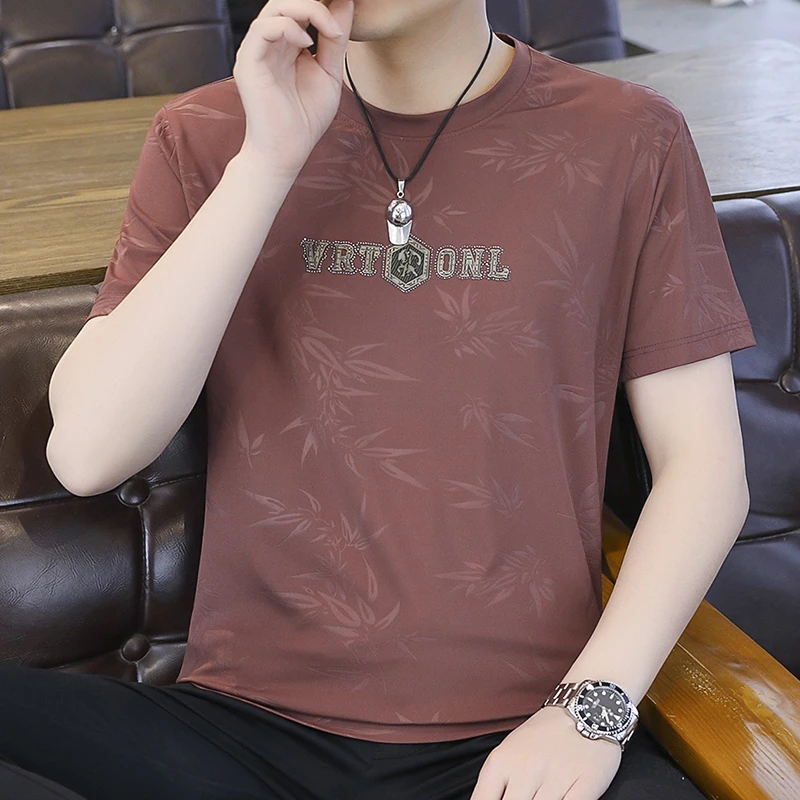重磅短袖男士时尚百搭半袖打底衫韩版中青年夏季薄款潮流烫钻T恤