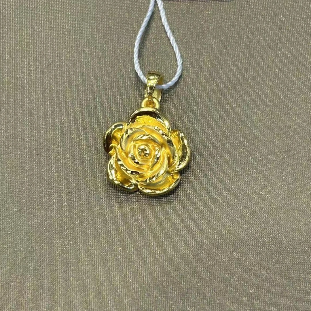 【金展珠宝】足金  玫瑰花吊坠  瓜子扣