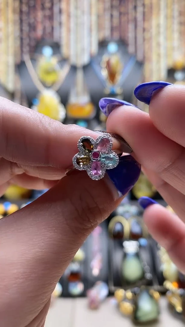 【闪购商品】碧玺戒指银S925镶嵌戒指