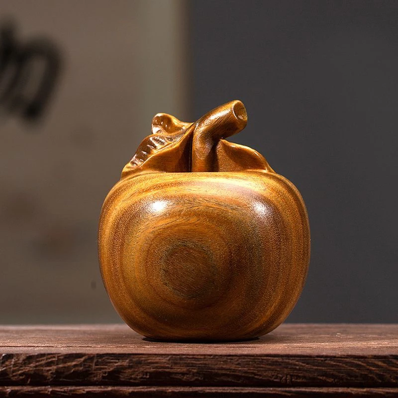天然绿檀木苹果摆件实木平安果保健球圣诞节苹果摆件手把件送礼物
