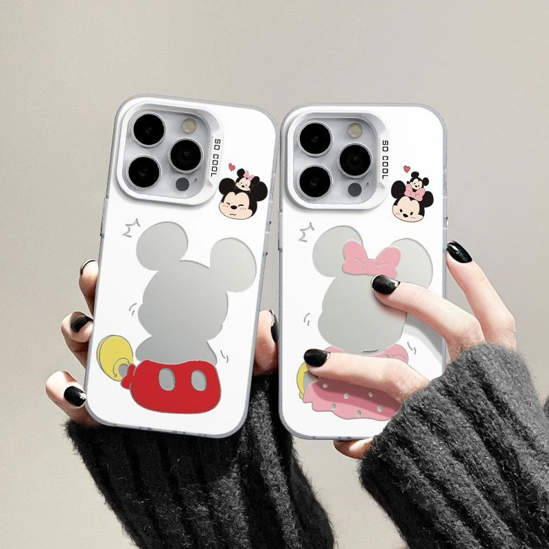 可爱米奇苹果15手机壳iPhone13情侣11镜面14promax防摔12卡通7/8p
