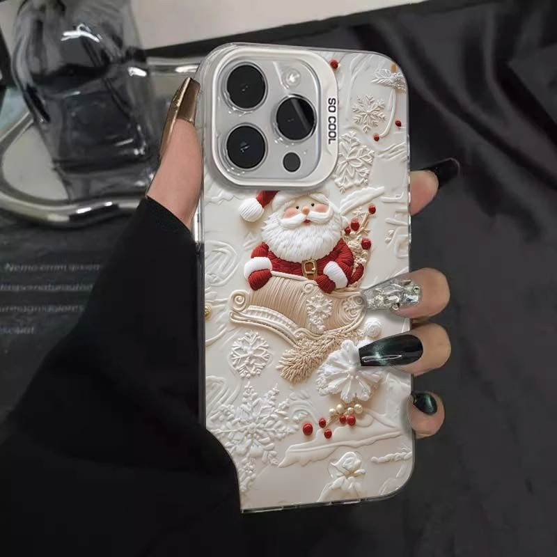 圣诞老人适用华为oppo荣耀vivo小米苹果14手机壳13镭射15潮