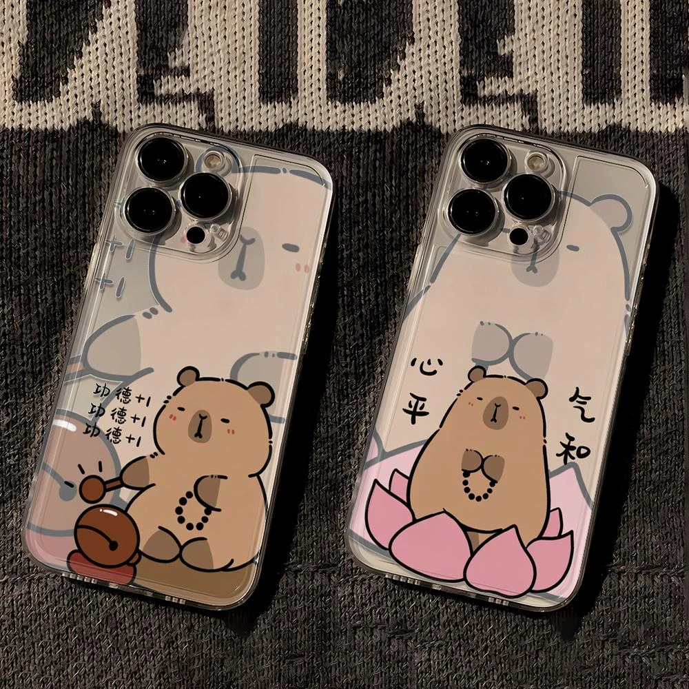 佛系水豚苹果华为vivo小米oppo荣耀手机壳iPhone13透明14小众7/8p