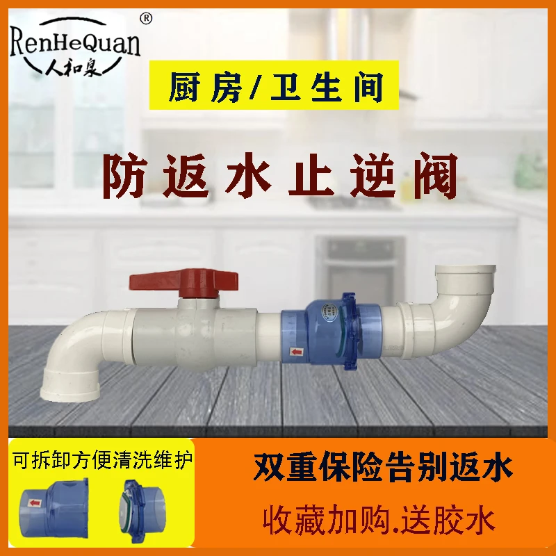 厨房/卫生间防反水止逆阀可拆卸可清理防臭防倒灌透明单向止回阀