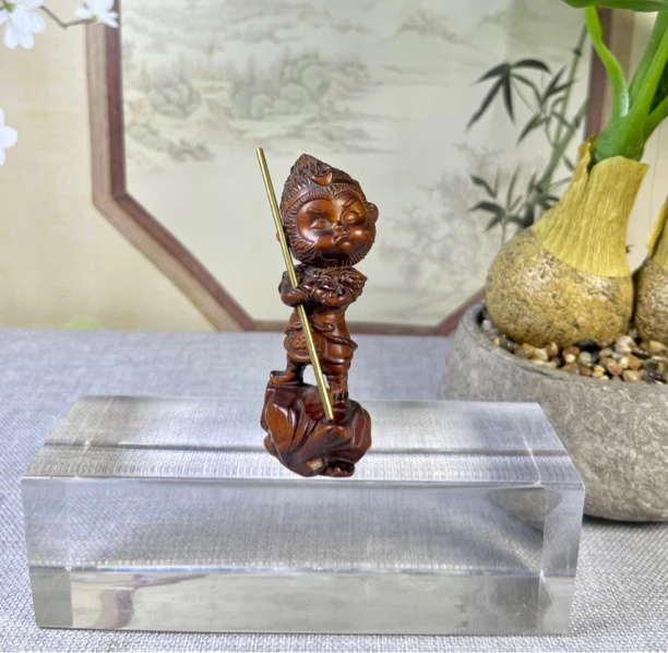 小叶黄杨木仿古做旧（悟空）手把高9口径4复古怀旧工艺