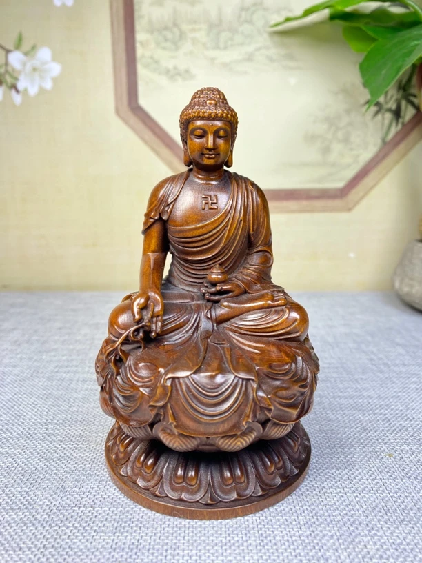 小叶黄杨木仿古做旧（药师佛）家居摆件保佑去除病苦永无病复古工艺