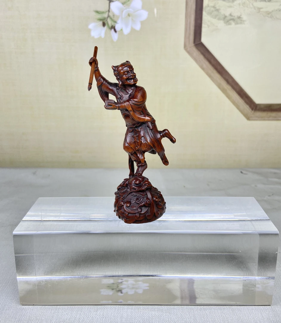 小叶黄杨木仿古做旧（小号魁星点斗）独占鳌头考神逢考必过手把件工