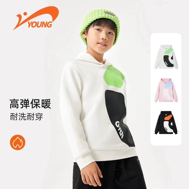 贵人鸟童装男女卫衣连帽个性印花上衣新款 73391078儿童长袖休闲