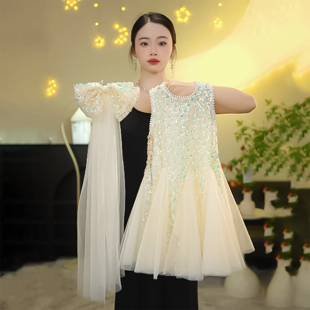 【YT在逃公主】2024女童夏季新款高端定制渐变人鱼亮片裙头纱公主裙