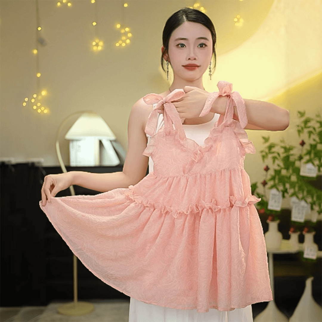 YTIAN【粉黛胭脂】2024女童高端定制夏款亲子公主吊带礼服裙