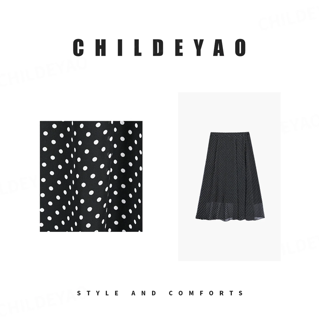Childe Yao『光影』法式复古气质波点飘逸半身裙A4177