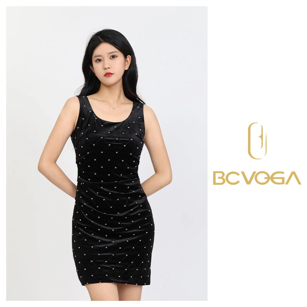 BCVOGA连衣裙BCTA410019显瘦气质针织时尚黑色修身无袖秋季