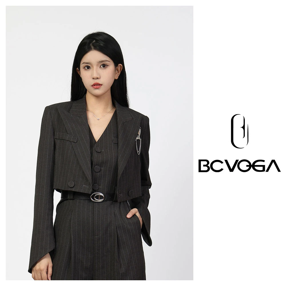BCVOGA短款西装西服袖修身型真丝无领西装轻职风英伦风常规袖