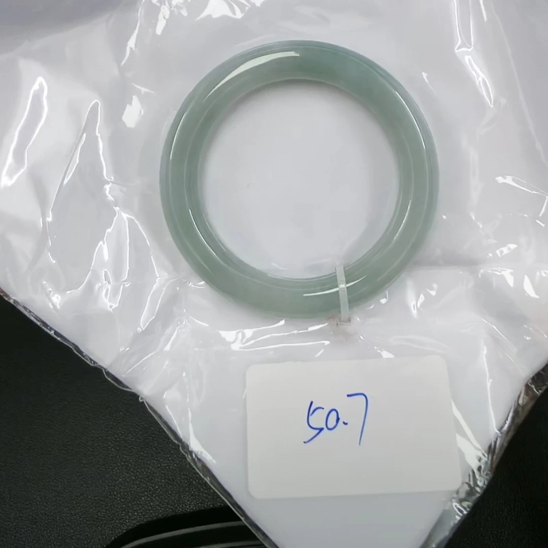 天然缅甸翡翠A货手镯 50圈口 50.7 圆条保险柜