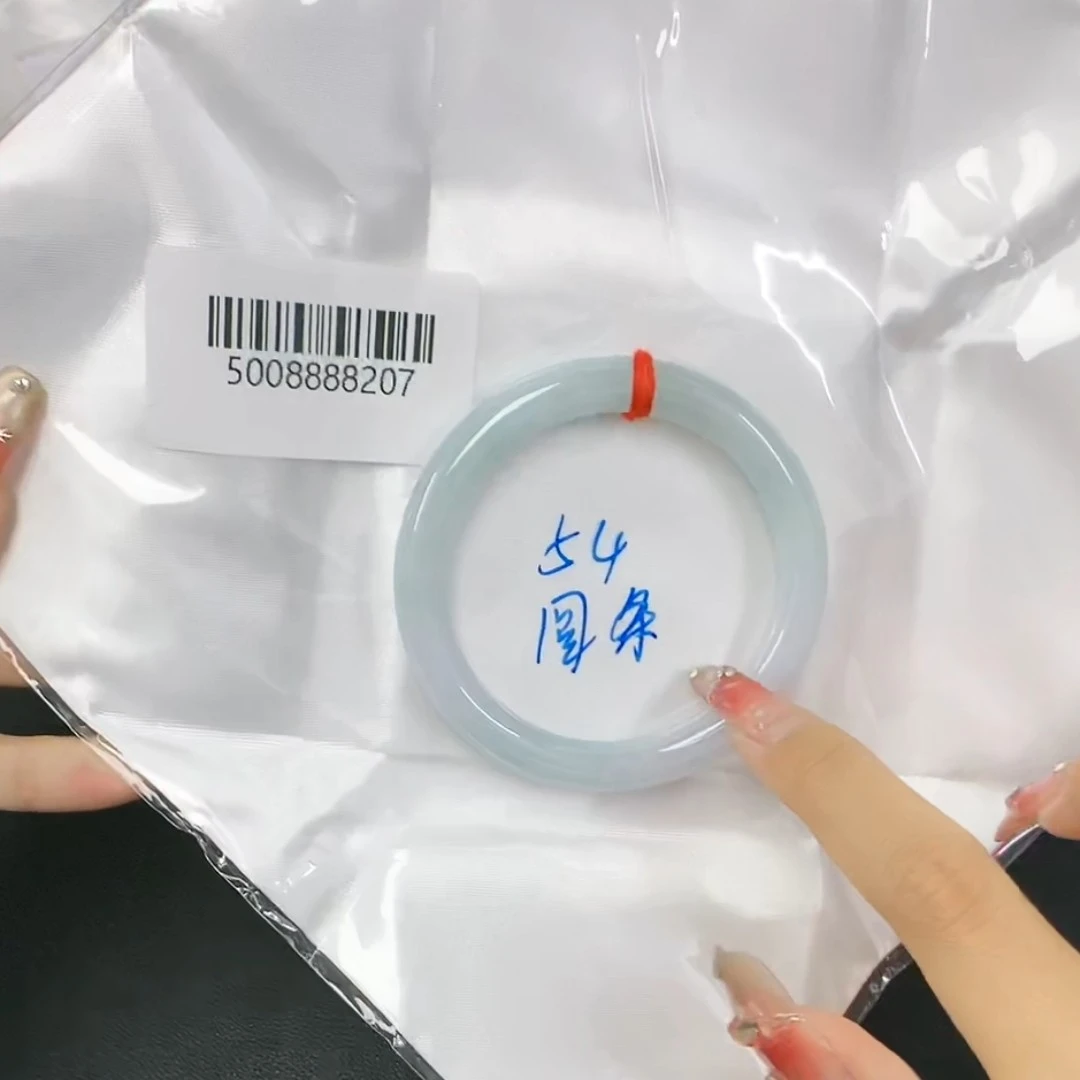 天然缅甸翡翠手镯54圆条冰春彩