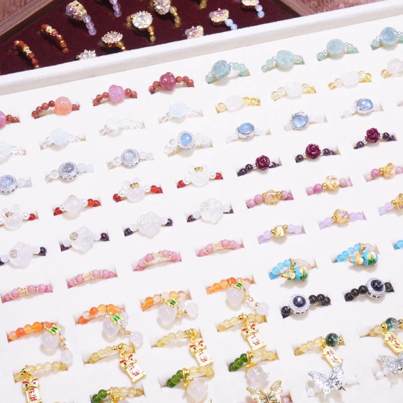 铜合金戒指 花花串珠高货盘戒指直播专属