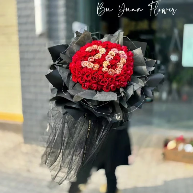 情人节鲜花心型52朵红玫速递同城鲜花花束生日玫瑰送爱人送女朋友
