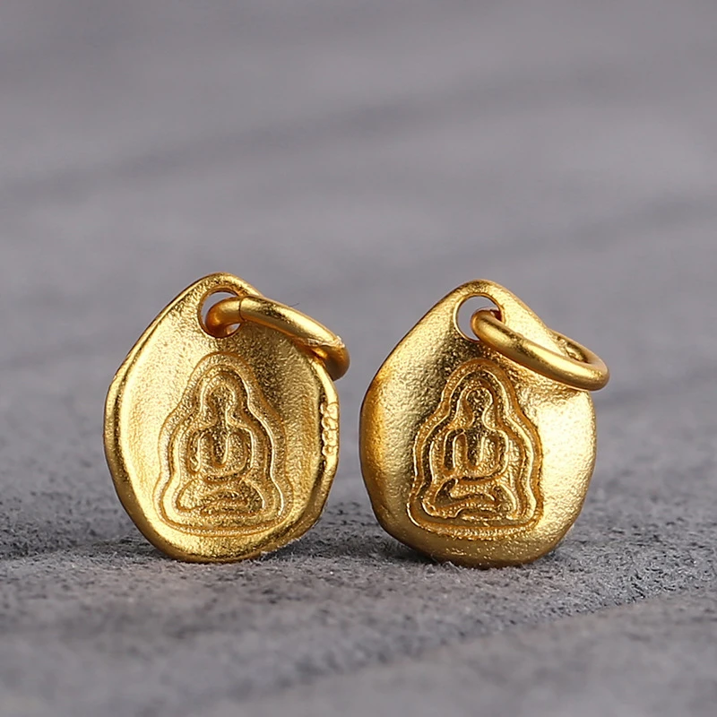 吉藏S925银 永不掉色永不掉色diy镀金圆吊牌  吊坠挂坠颈饰diy配