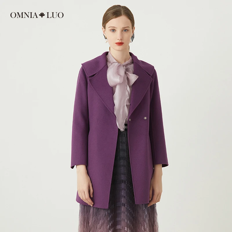 欧柏兰奴【商场同款】2023年冬绵羊毛优雅长袖百搭大衣外套配腰带
