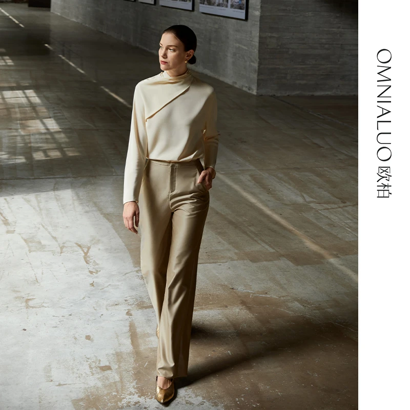 【粉丝专属】欧柏兰奴高端直筒阔腿裤女高腰宽松显瘦西装长裤
