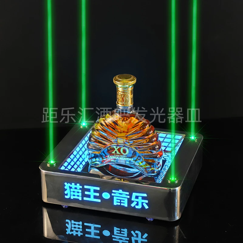 发光酒座创意不锈钢激光黑桃A香槟洋酒展示架夜店KTV出酒氛围道具