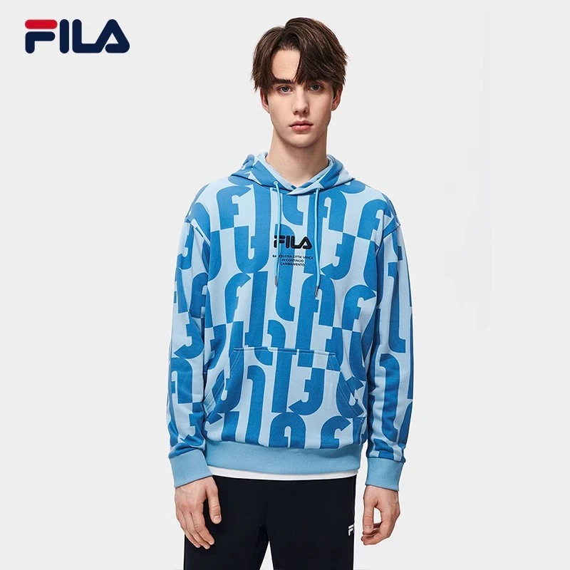 Fila/斐乐卫衣秋季新款时尚满印宽松休闲针织连帽上衣F11M319210