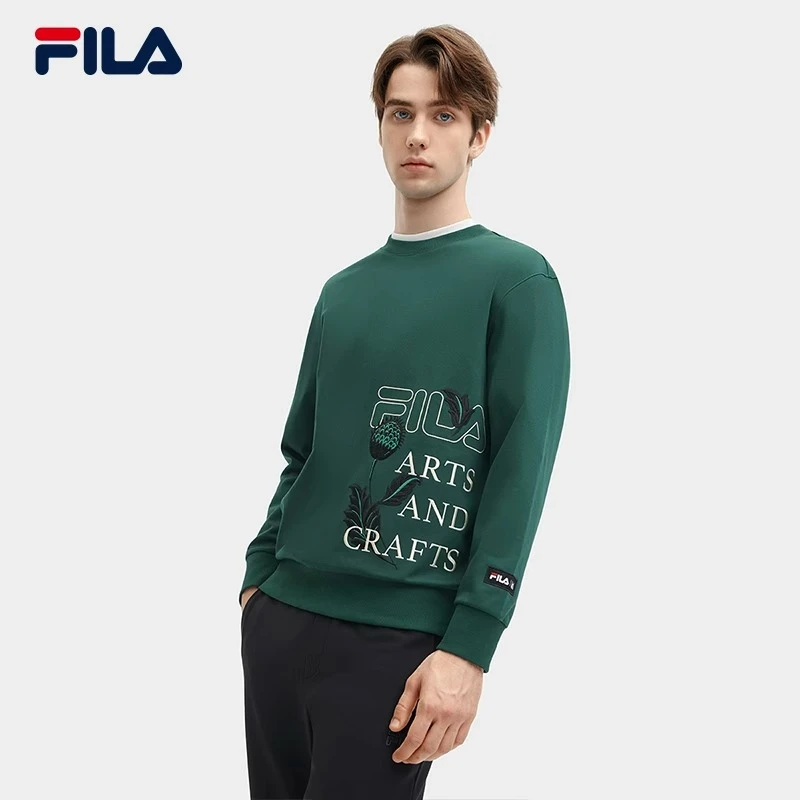 Fila/斐乐×V&A联名男子针织套头衫百搭加绒舒适卫衣 F11M418206