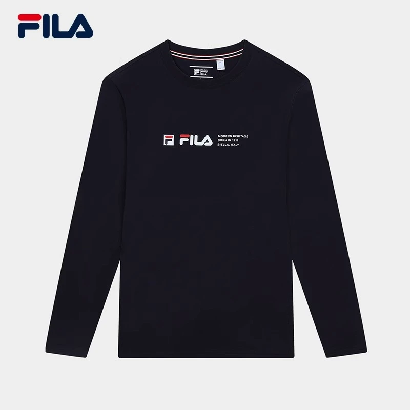 Fila/斐乐男士长袖T恤秋季新款经典运动内搭纯色上衣F51M331203