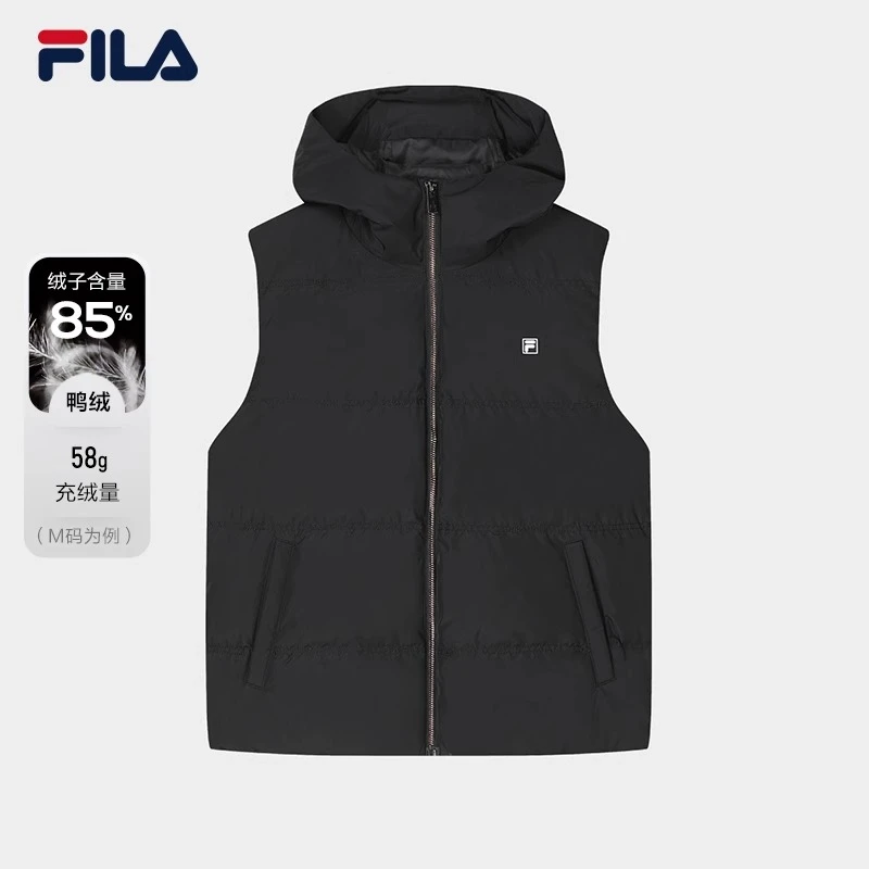 Fila/斐乐女羽绒马甲2023冬新款休闲简约宽松立领外套F11W347902