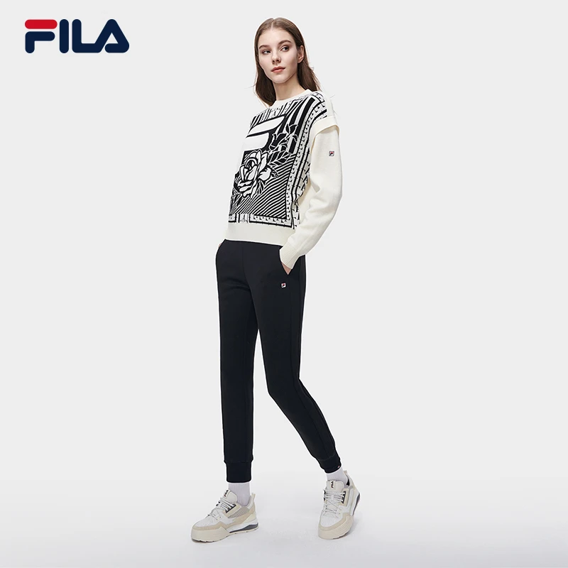 Fila/斐乐女休闲时尚舒适运动耐磨百搭针织束口长裤F11W318608