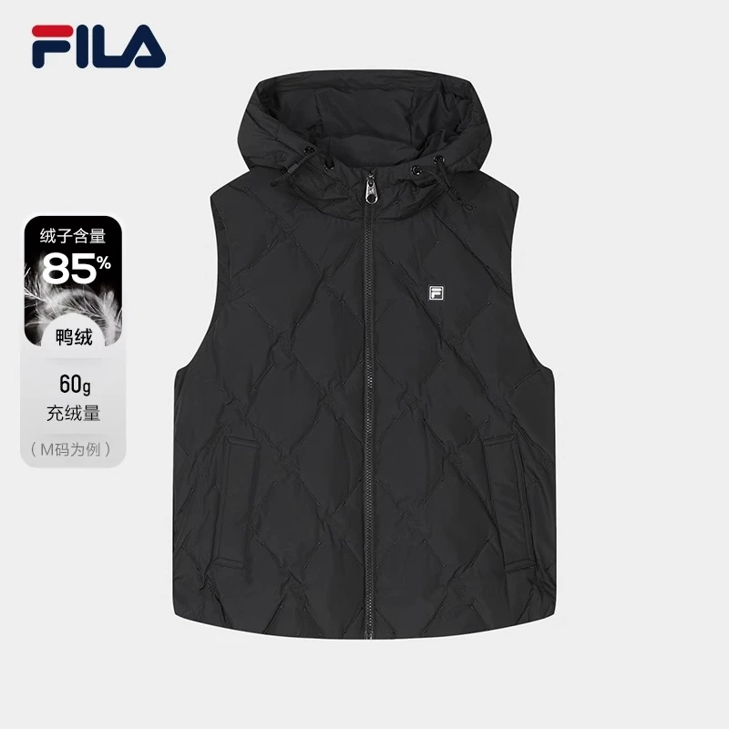 Fila/斐乐女羽绒马甲冬舒适时尚基础简约休闲连帽马甲 F11W348914