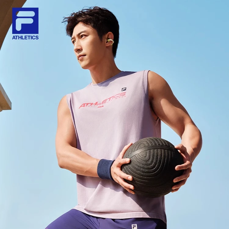 FILA/斐乐景瑜同款 男健身针织夏季2025秋新款基础上衣A11M431118