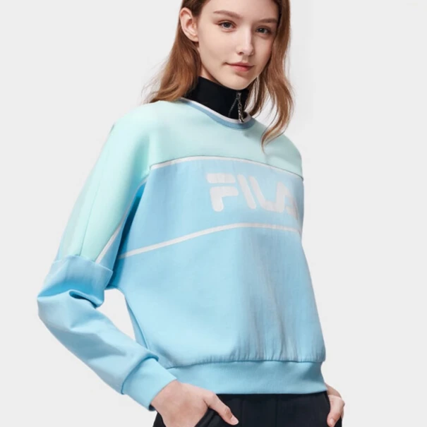 Fila/斐乐女子卫衣2023秋季新款拼接休闲针织套头衫F11W319213