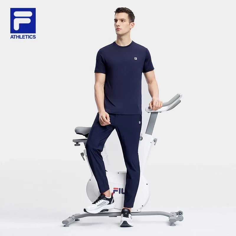 Fila/斐乐男士速干提花运动T裇 秋季透气健身短袖T恤