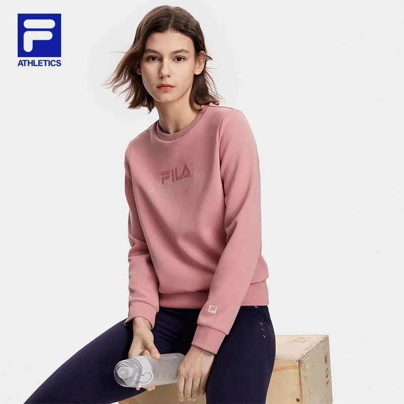 Fila/斐乐女针织长袖上衣秋冬新基础百搭运动套头卫衣A11W341205F